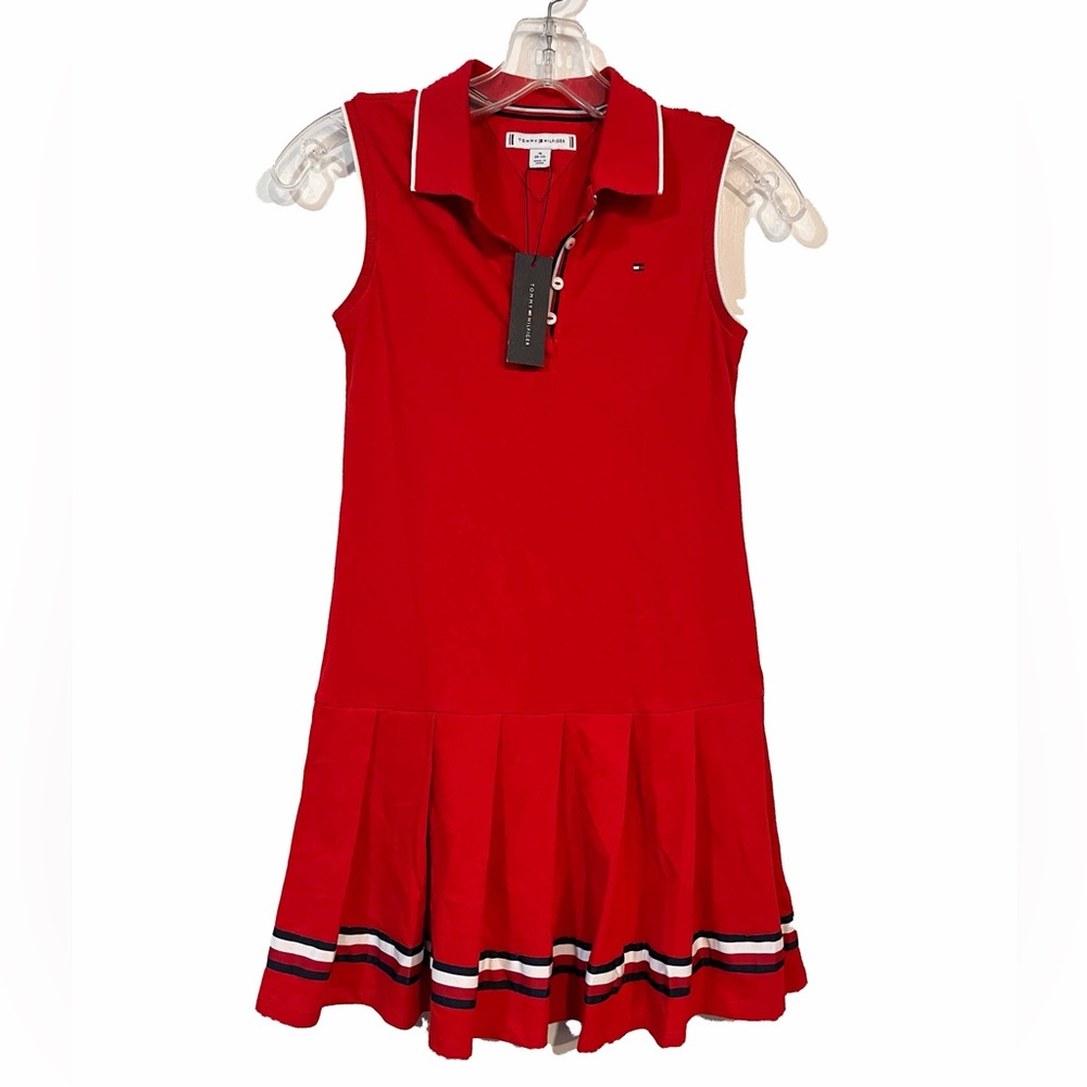 NWT Tommy Hilfiger Red Sleeveless Kids Dress, Medium